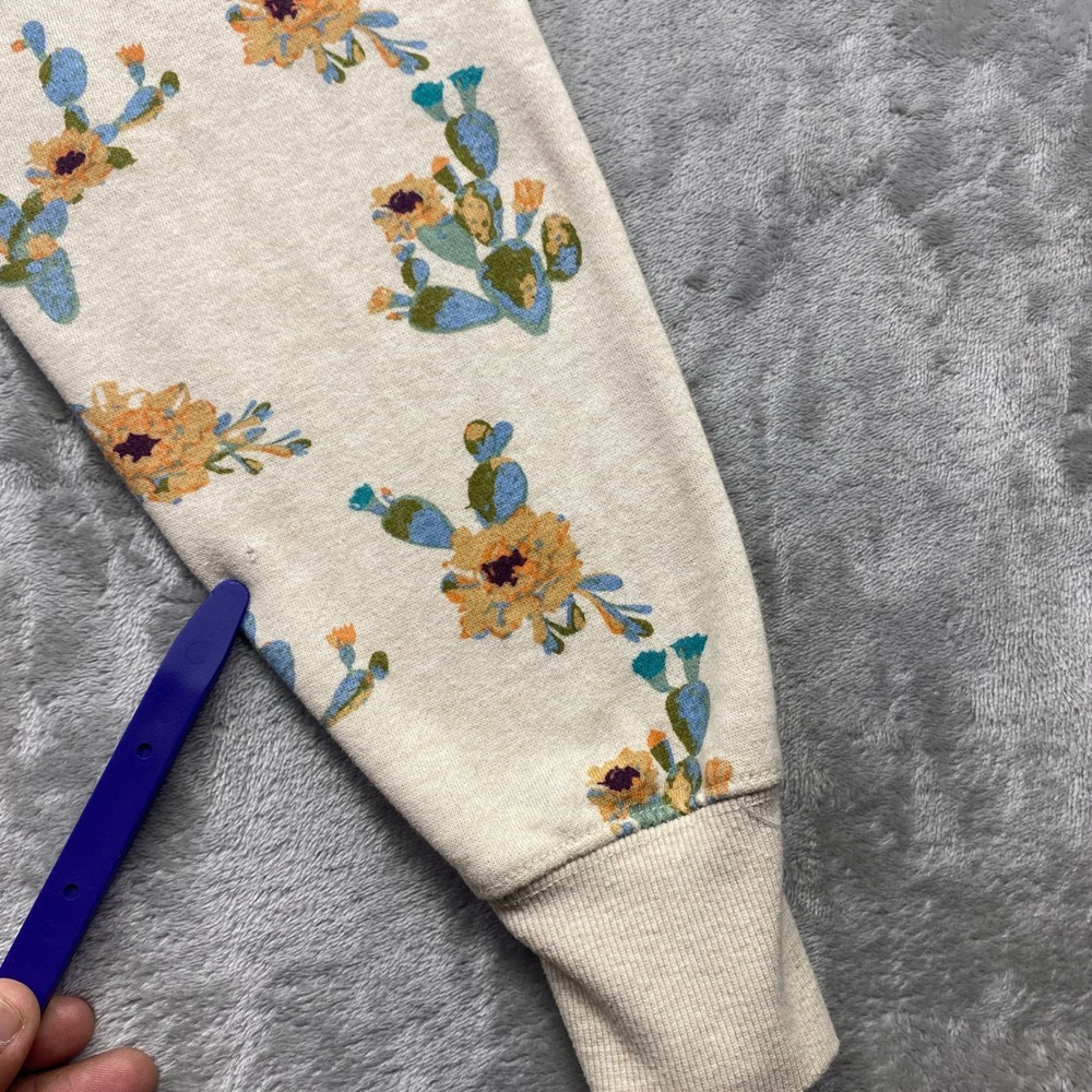 Ariat REAL Womens Cactus Floral Print Hoodie Sweatshirt Cream Small Grunge - Picture 6 of 9